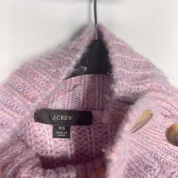 New J Crew Womens XS Purple Pink Alpaca Blend Turtleneck Sweater Shoulder Button - Picture 6 of 9